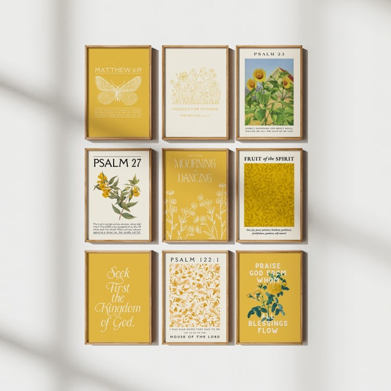 Christian Wall Art Bundle, Colorful Vintage Prints