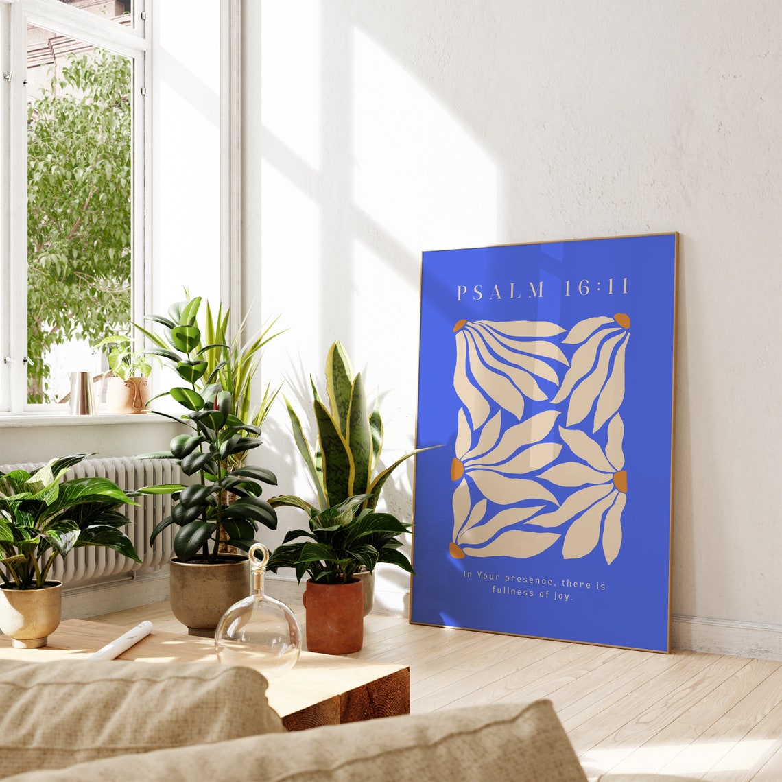 Psalm 16:11 Cobalt Blue Botanical Print Fullness Of Joy Scripture Art - Image 4
