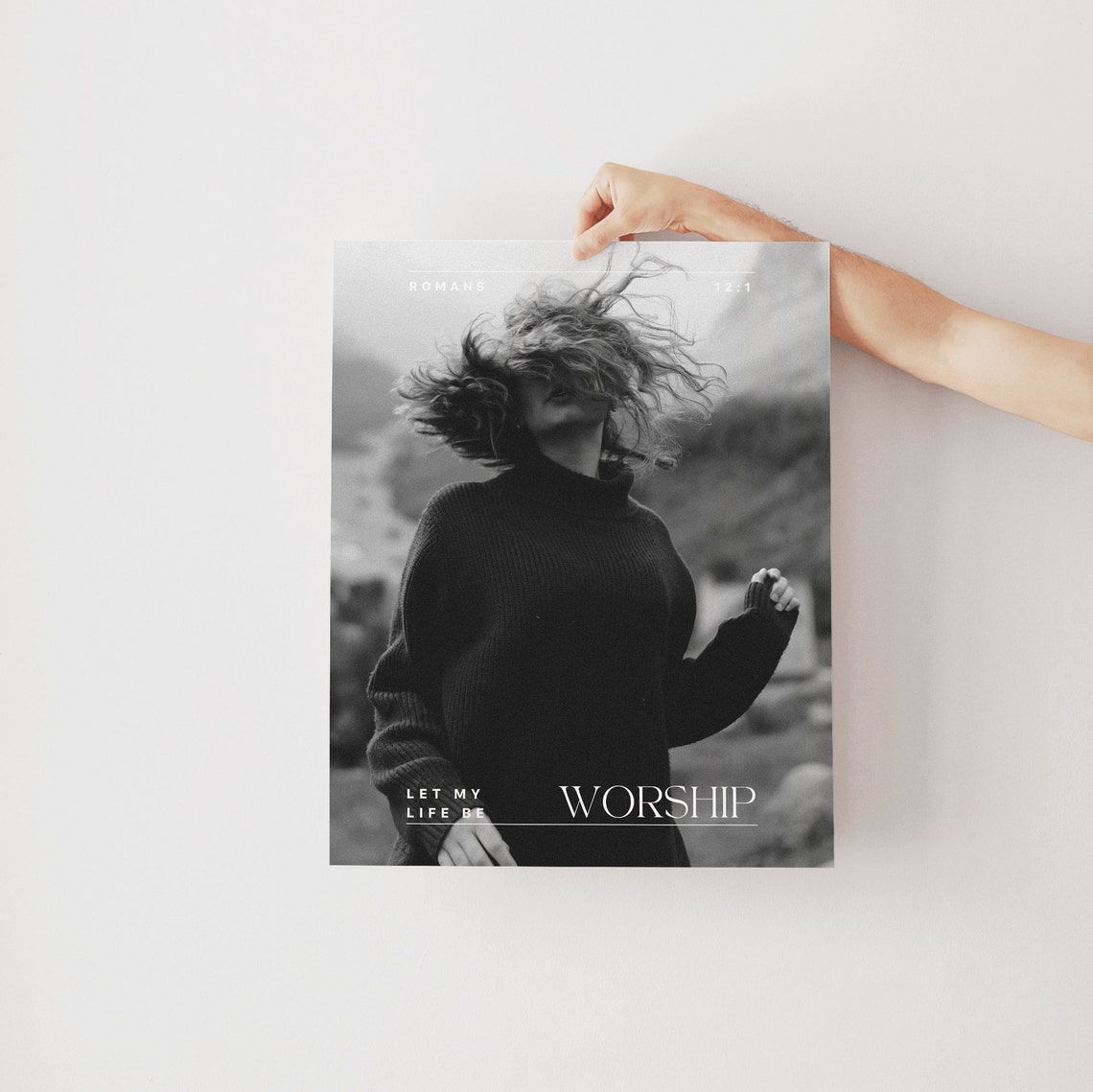 Let My Life Be Worship Black and White Photo Scripture Poster - Image 3