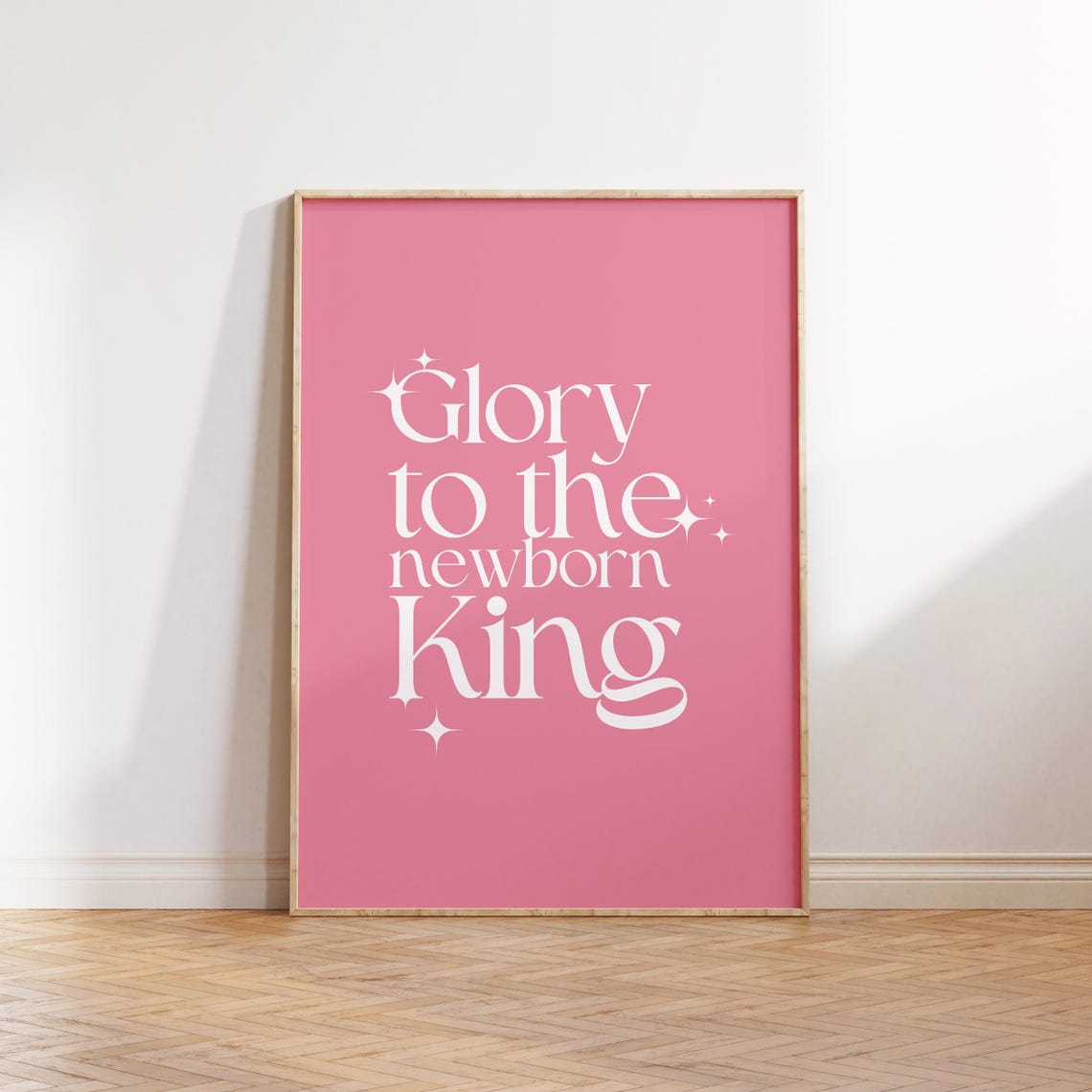 Glory To The Newborn King Pink Typography Christmas Decor Poster - Image 4