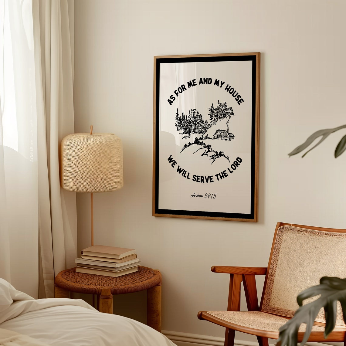 Joshua 24 15 We Will Serve The Lord Black Cabin Bible Verse Wall Art - Image 3