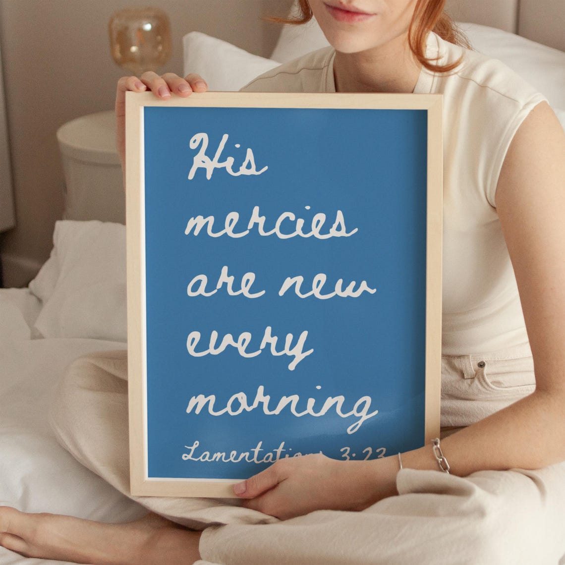 His Mercies Are New Every Morning Blue Hand Lettered Script Poster - Image 2