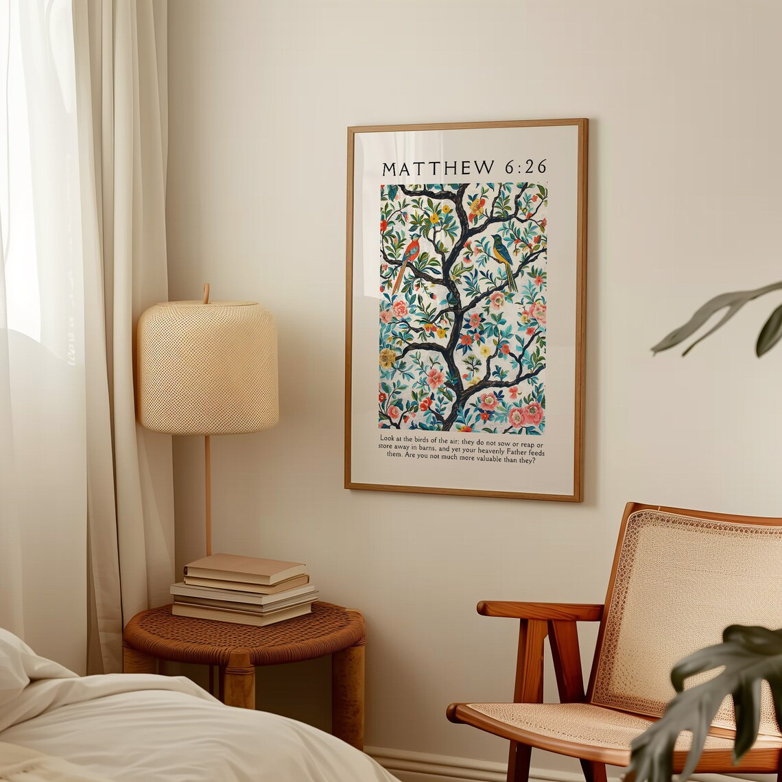 Matthew 6 Look at the Birds of the Air Vintage Art Print - Image 4