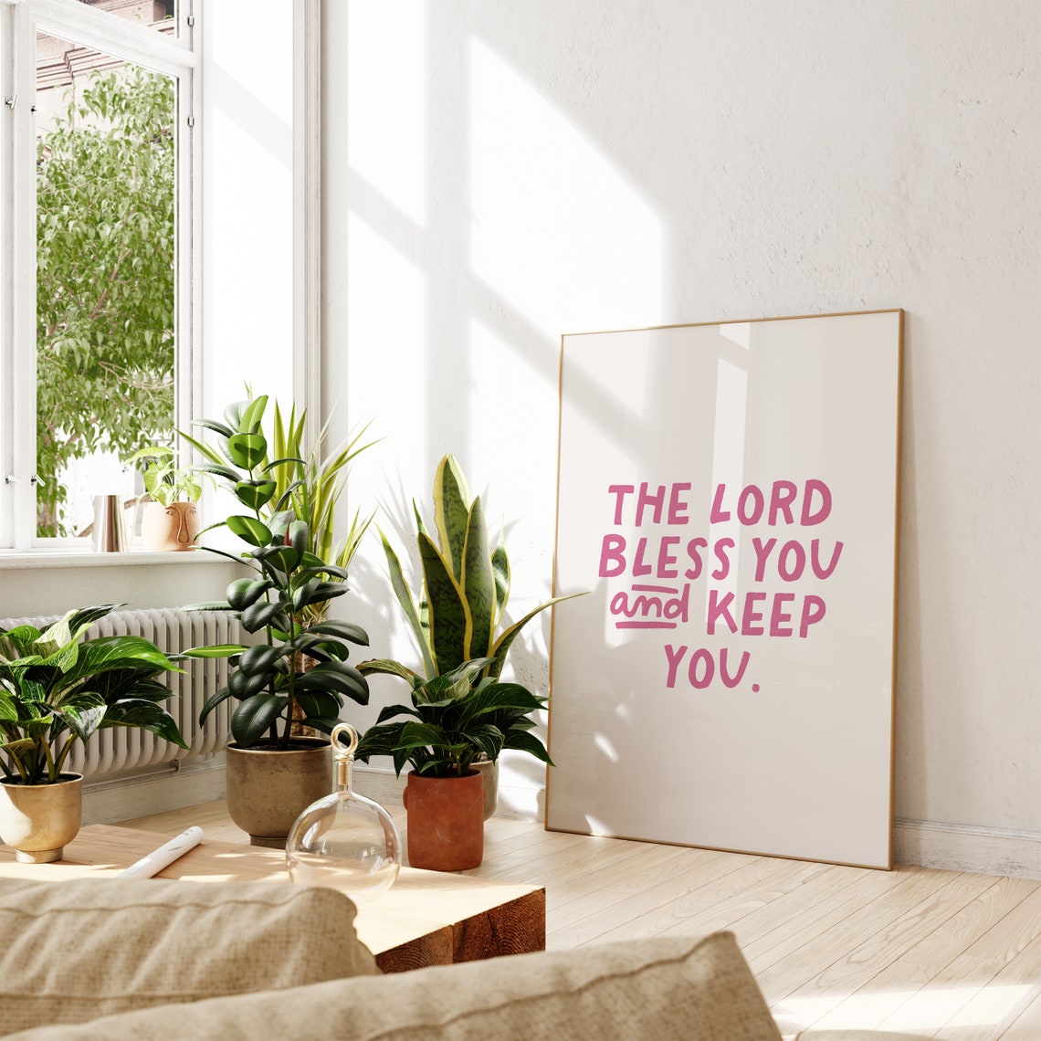 The Lord Bless You And Keep You Pink Hand Lettered Scripture Print - Image 4
