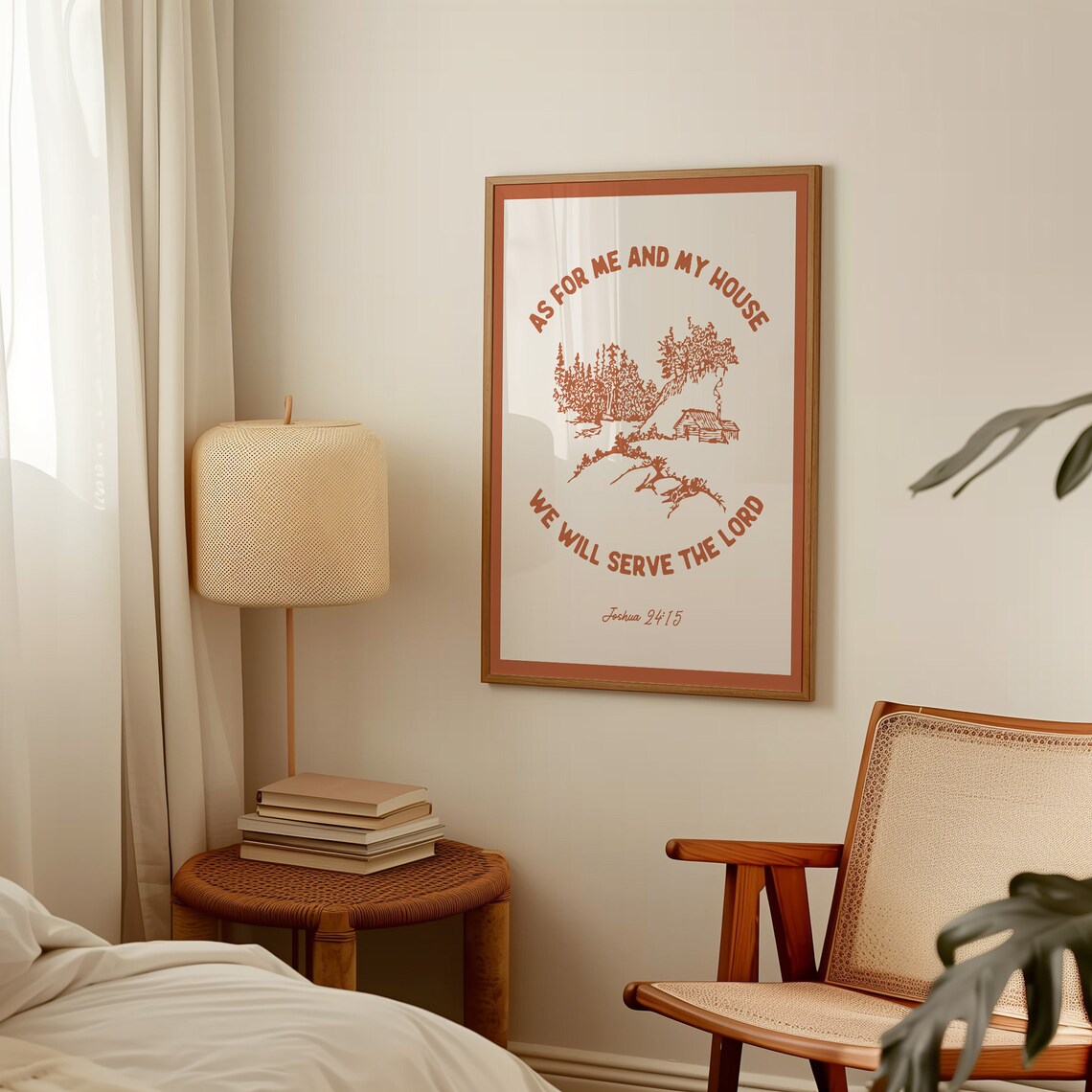 Joshua 24 15 We Will Serve The Lord Terracotta Cabin Bible Verse Wall Art - Image 4
