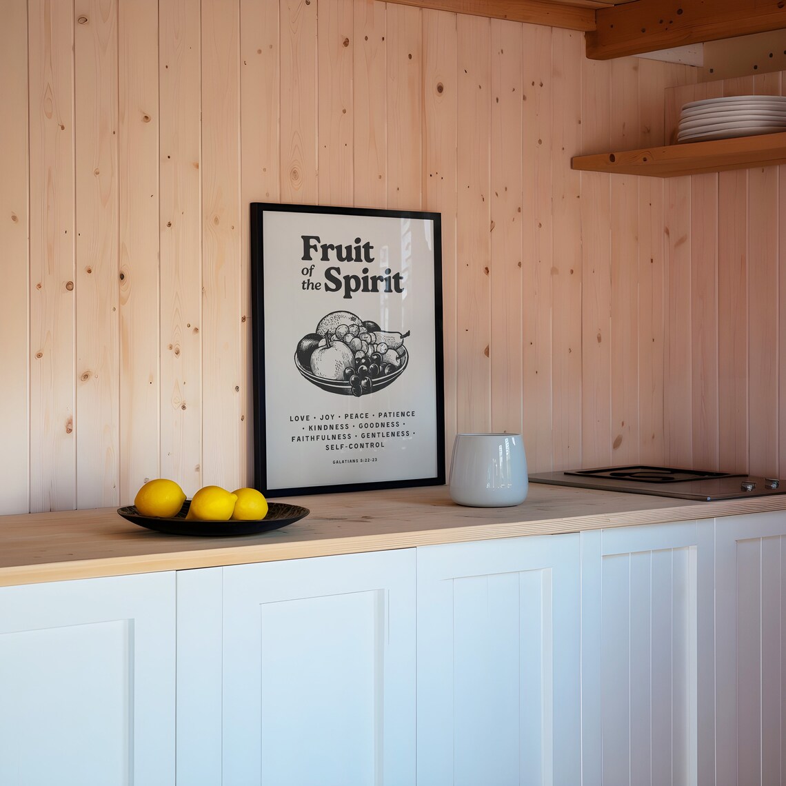 Fruit of the Spirit Galatians 5 Vintage Produce Illustration Christian Poster - Image 2