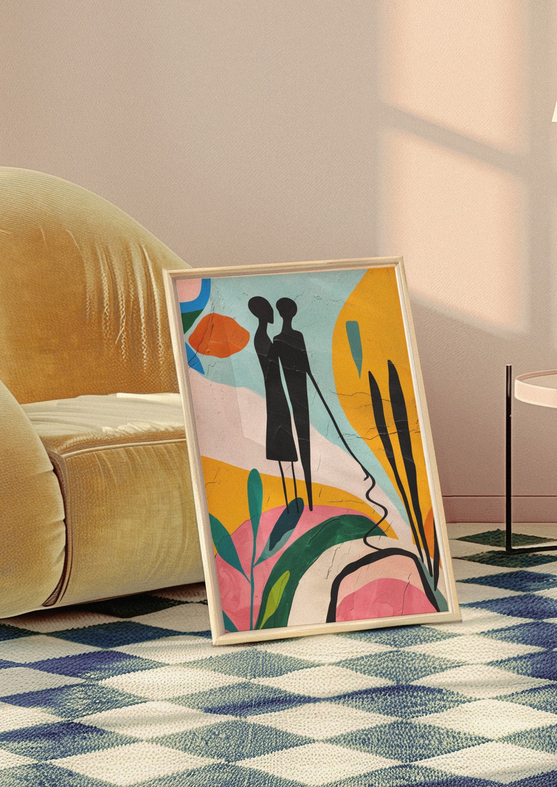 Modern Couple Silhouette Botanical Love Theme Abstract Wall Art - Image 9