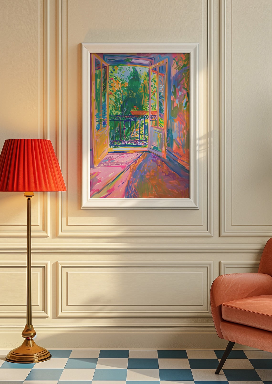 Open Balcony Doors Overlooking Garden Fauvist Impressionist Poster - Image 8