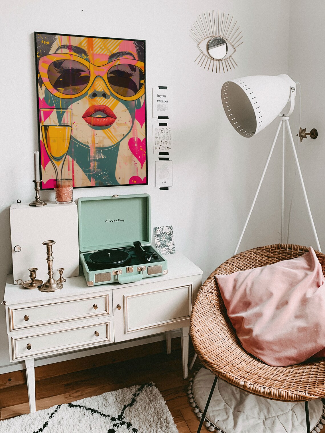 Pop Art Woman With Sunglasses And Cocktail Poster In Pink Hearts - Image 6