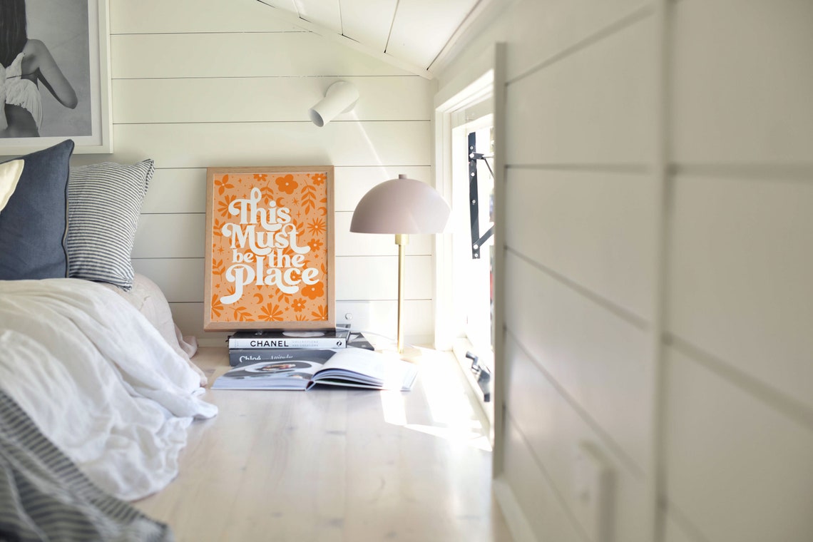 This Must Be The Place Quote Poster With Orange Floral Pattern - Image 3