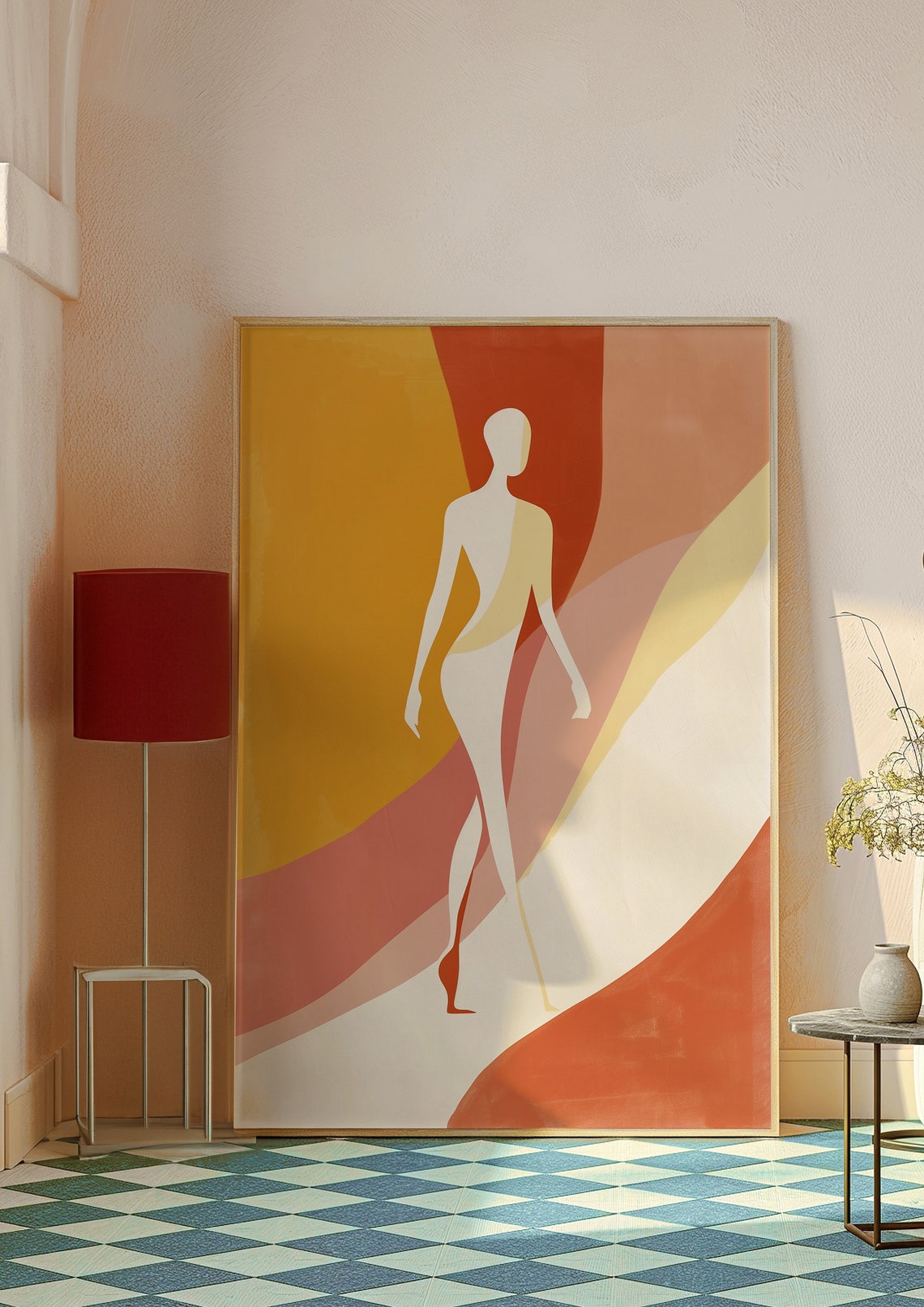 Minimalist Walking Figure Silhouette Warm Sunset Tones Abstract Poster - Image 7