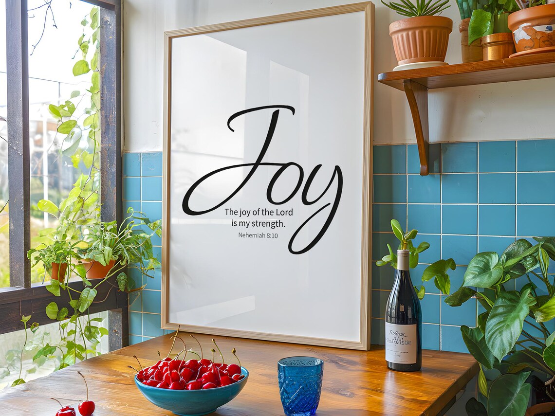 The Joy Of Lord Is My Strength Wall Art Nehemiah 810 Decor Scripture Print Bible Verse - Image 4