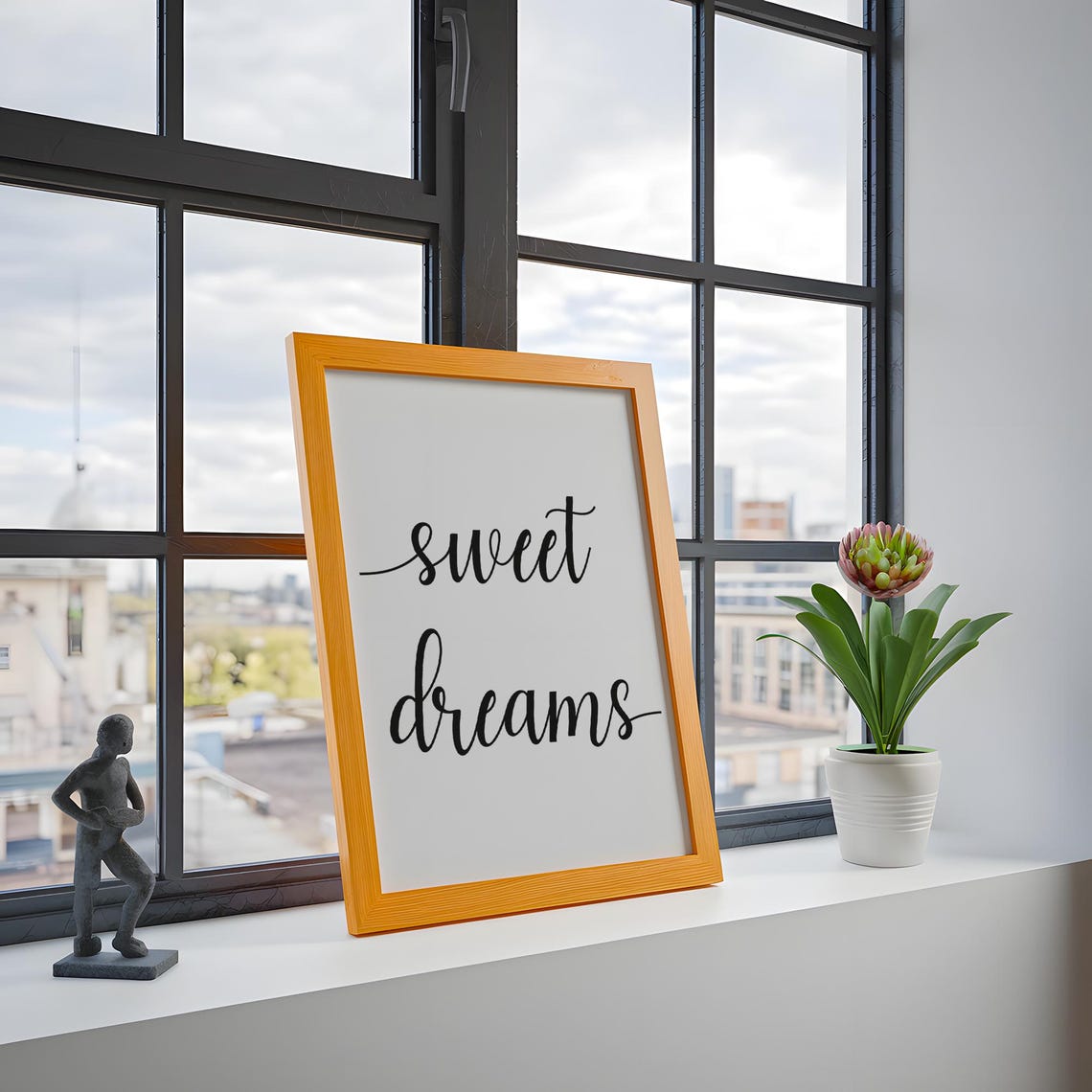 Sweet Dreams Script Typography Minimalist Bedroom Night Quote Poster - Image 2
