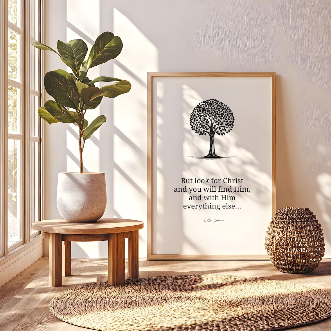 CS Lewis Look for Christ Quote Tree of Life Christian Art Poster - Image 6