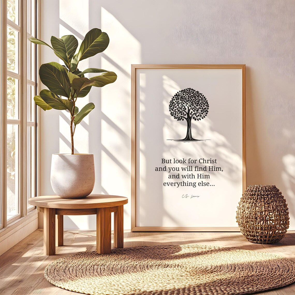 Look For Christ Cs Lewis Wall Art Literary Decor Modern Christian Print Bible Verse - Image 6