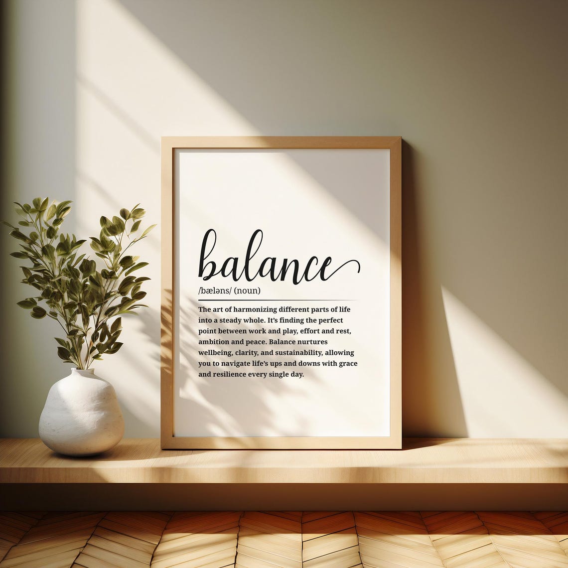 Balance Definition Wall Art Black And White Inspirational Quote Decor - Image 5