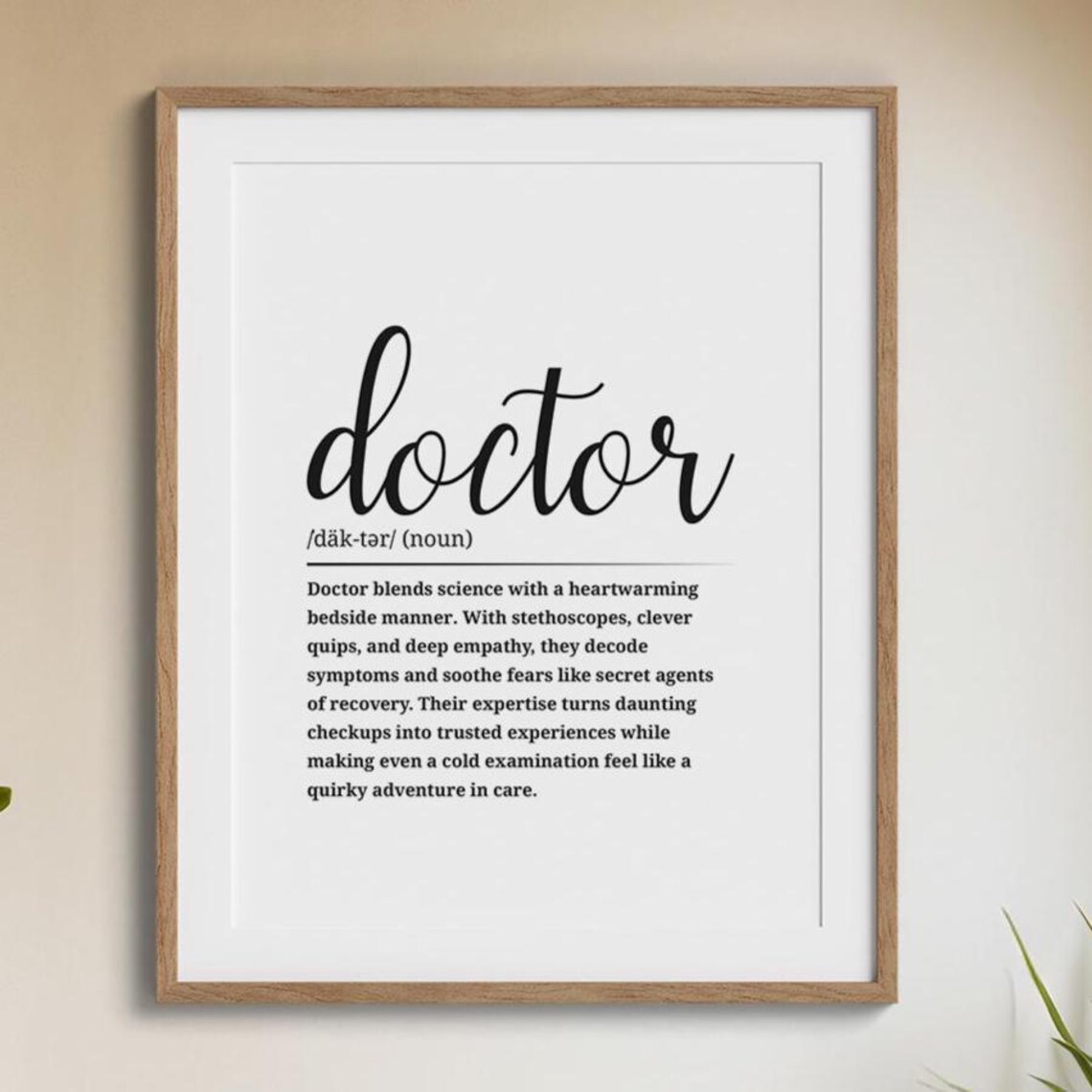 Doctor Definition Dictionary Style Thank You Gift Appreciation Poster
