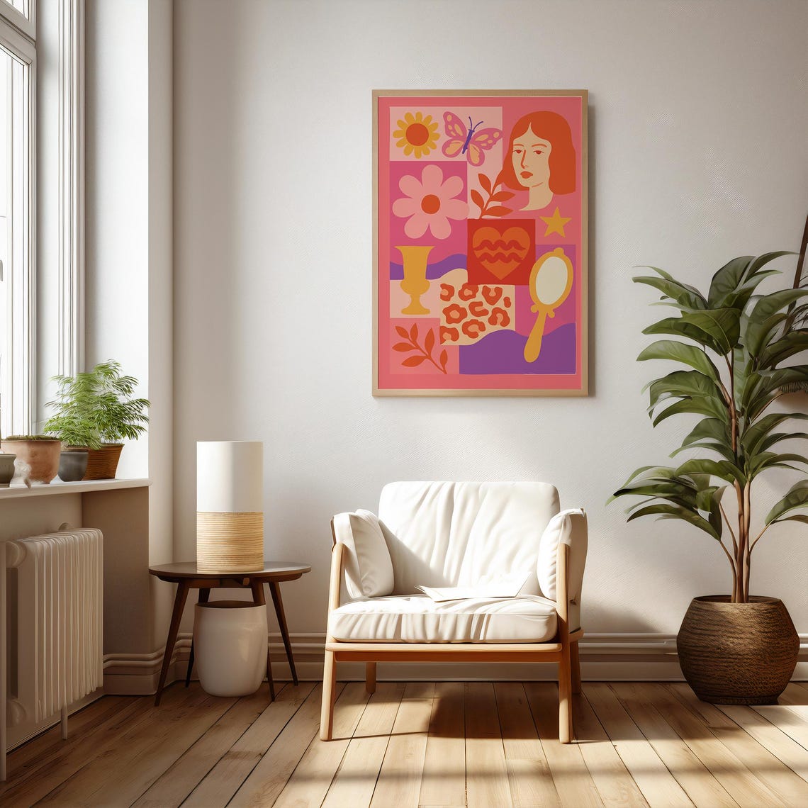Boho Woman Abstract Face Collage Colorful Feminine Modern Decor Poster - Image 2