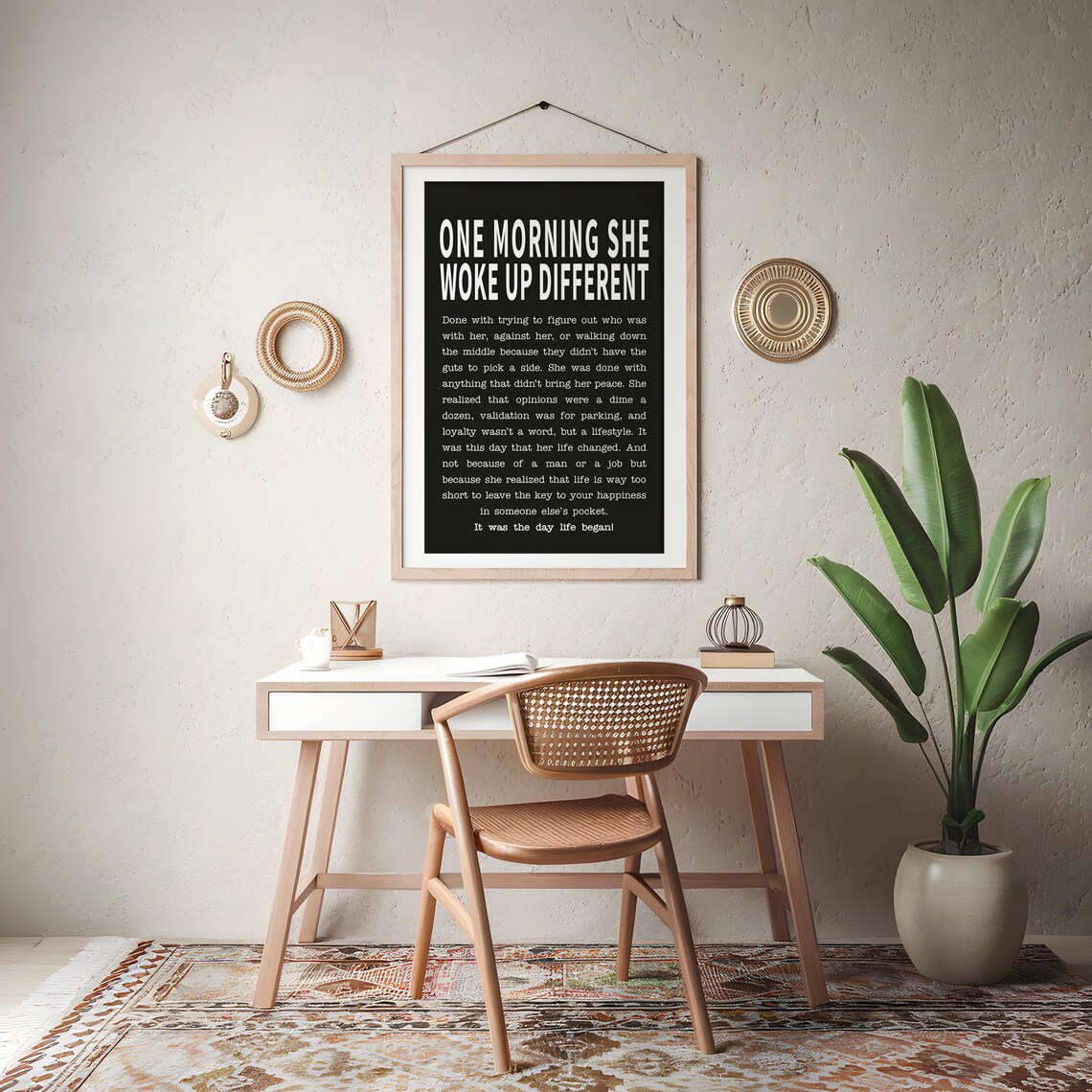 One Morning She Woke Up Different Bold Empowerment Quote Black Poster - Image 5