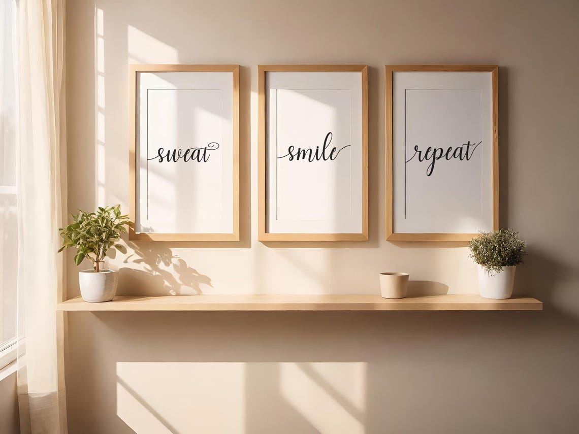 Sweat Smile Repeat Wall Art Fitness Decor Motivational Print Gym - Image 6
