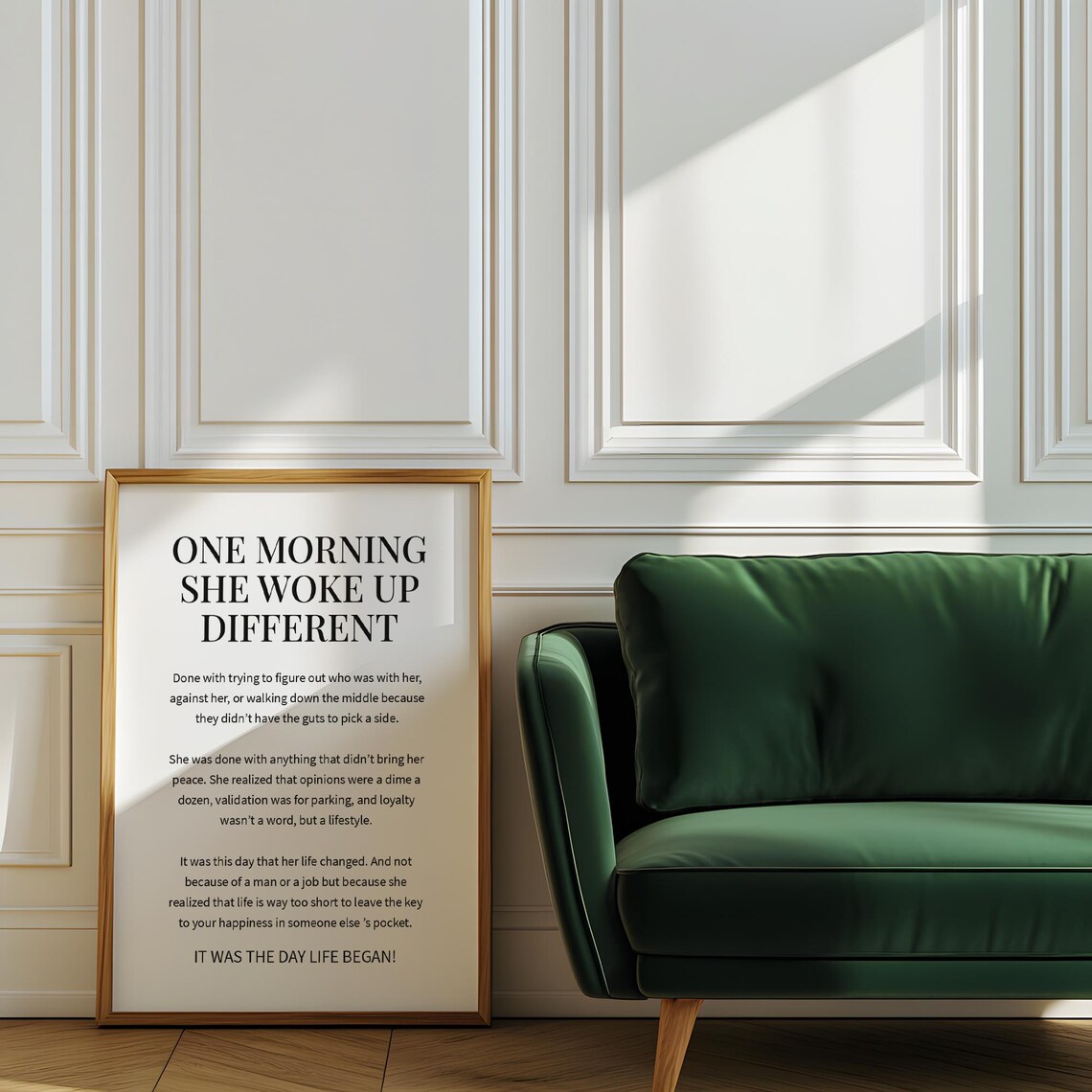 One Morning She Woke Up Different Feminist Empowerment Serif Quote Poster - Image 3