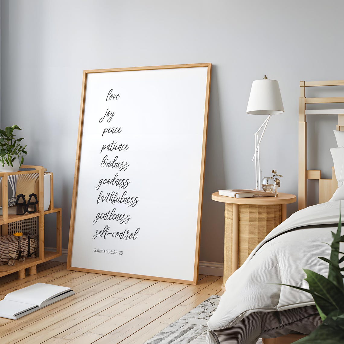 Fruits Of The Spirit Galatians 5:22-23 Calligraphy Script Poster