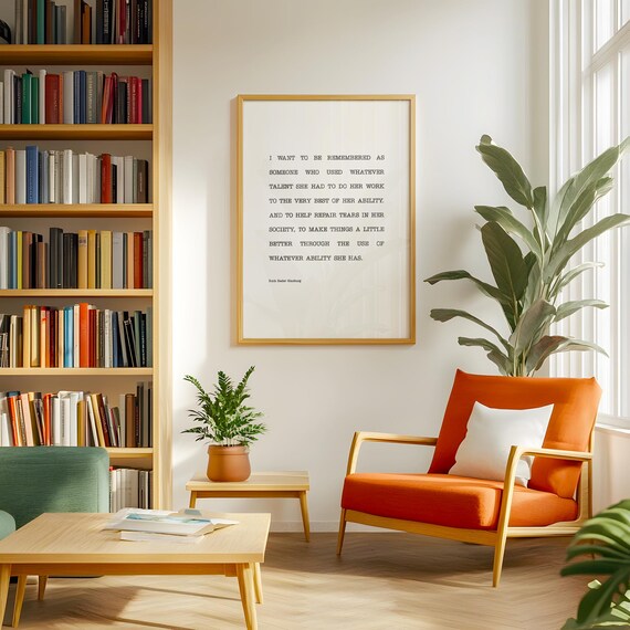 Ruth Bader Ginsburg Remembered Legacy Quote Library Style Wall Poster
