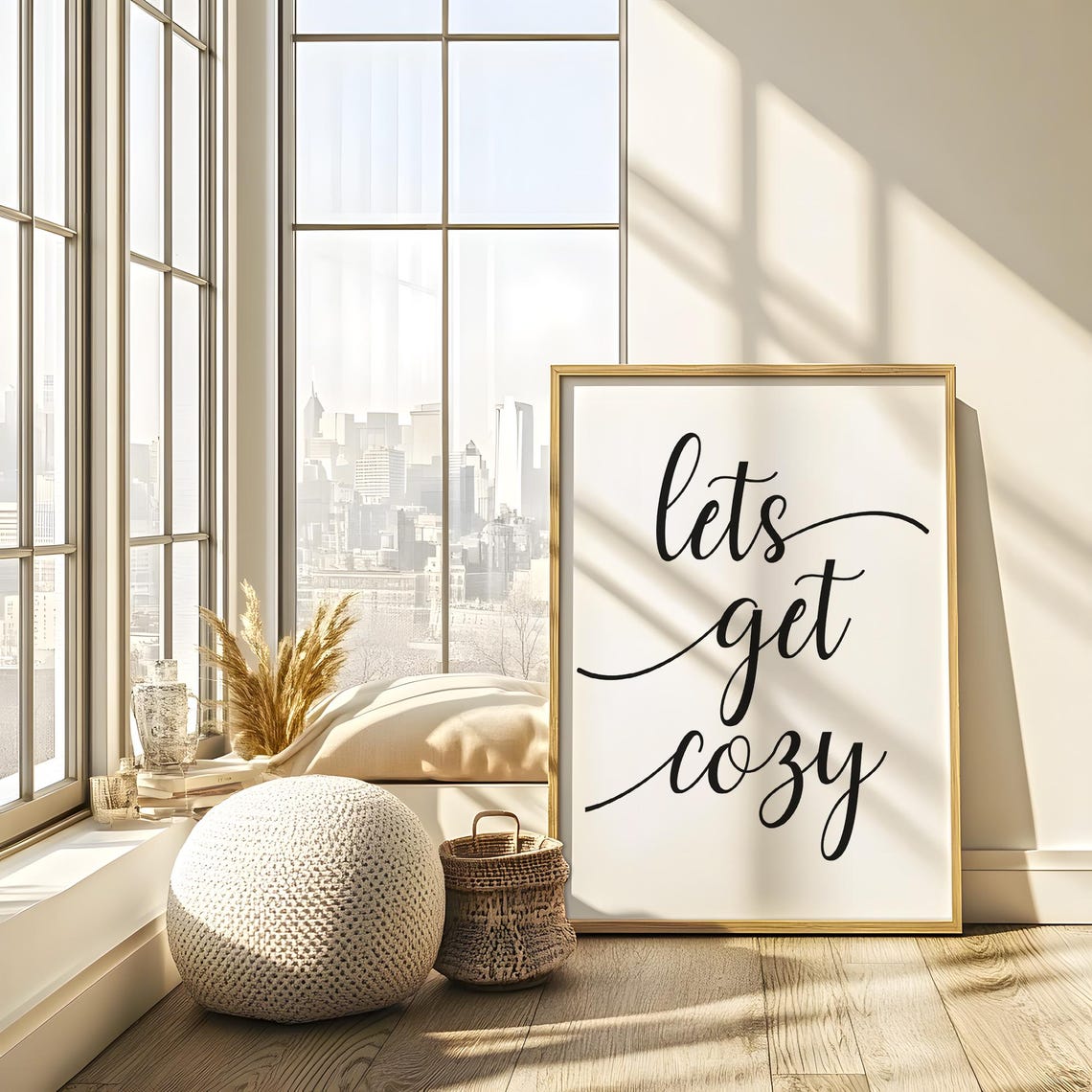 Lets Get Cozy Script Typography Warm Minimalist Living Room Poster - Image 6