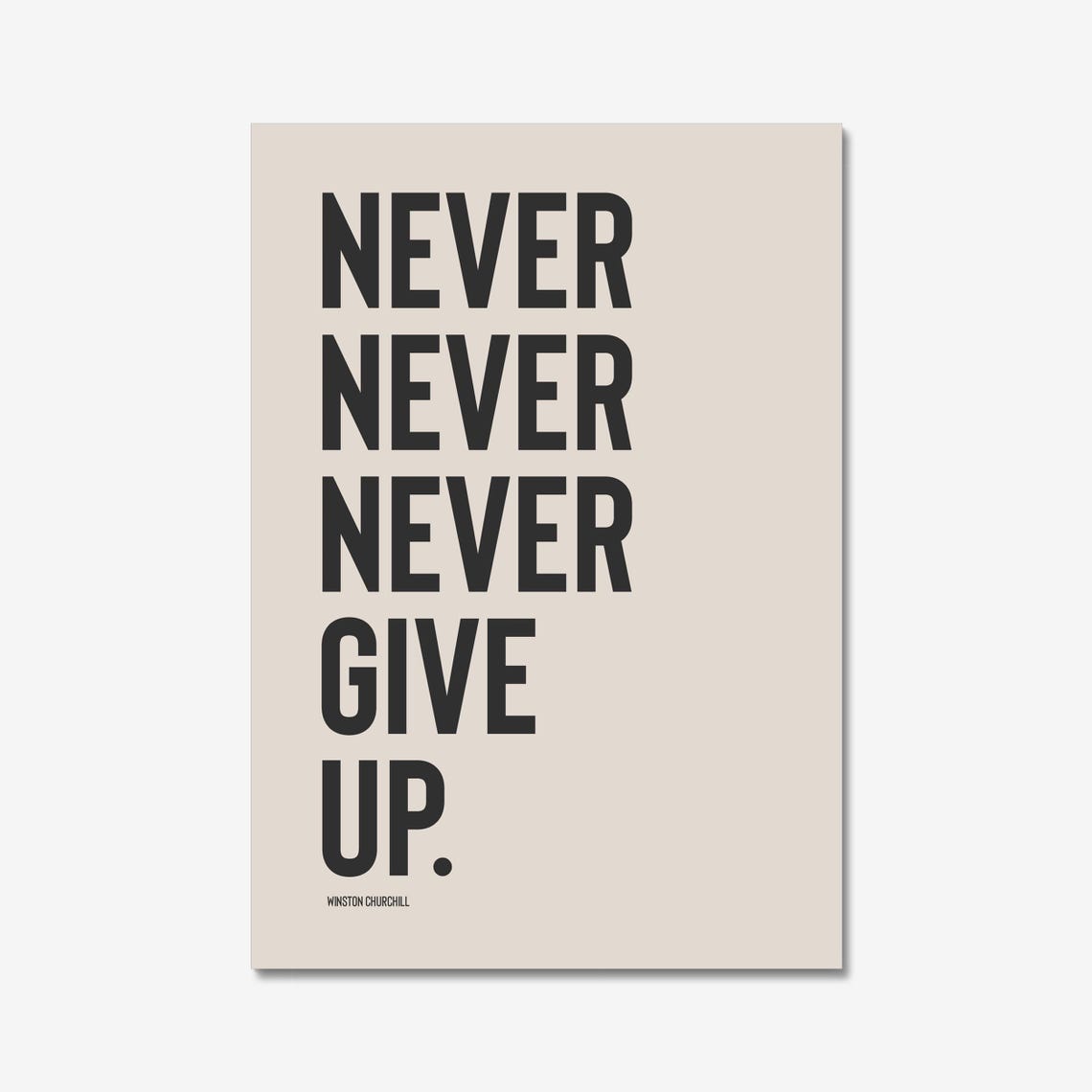 Never Give Up Winston Churchill Quote Retro Typography Poster