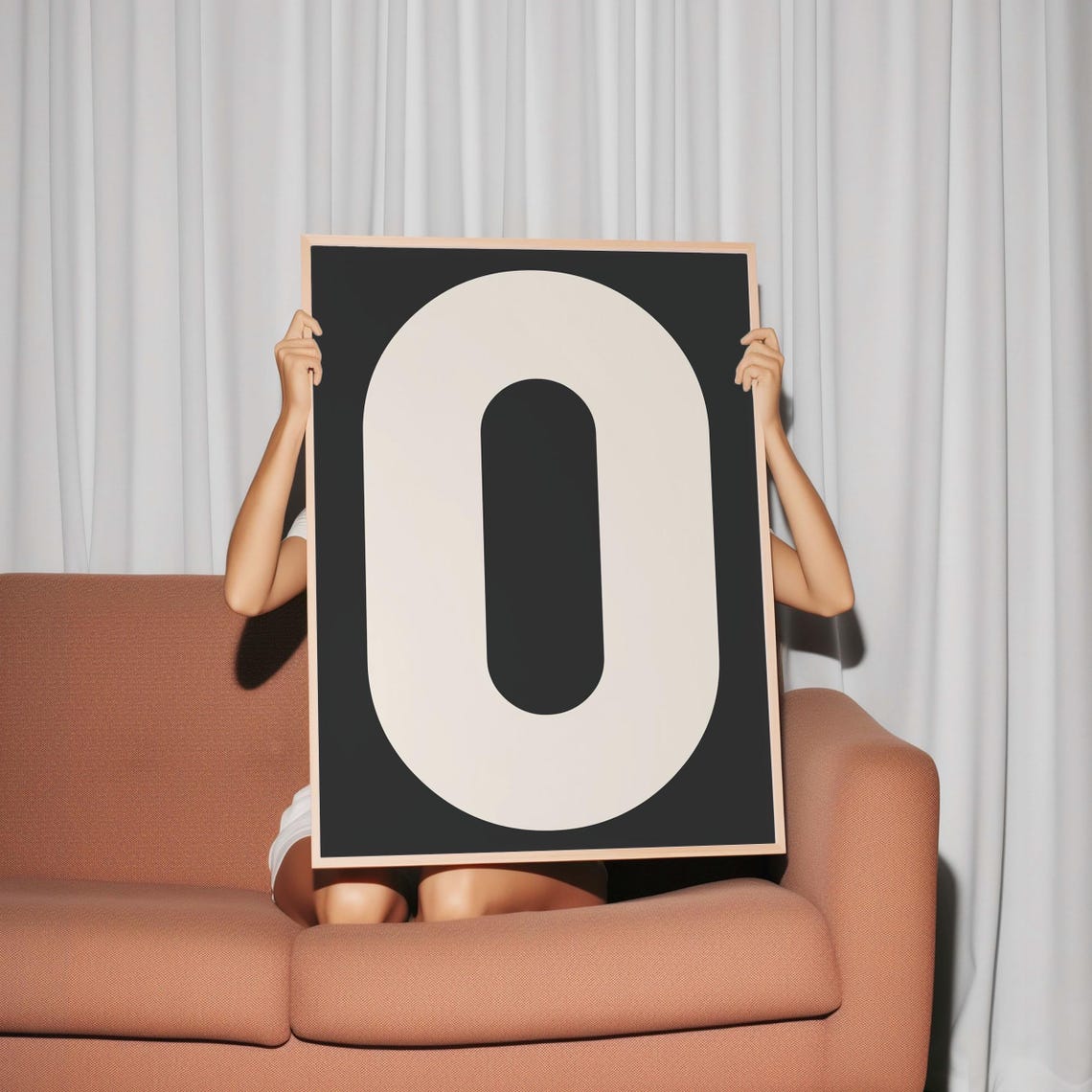 Letter O Bold Monogram Cream on Black Minimalist Initial Poster