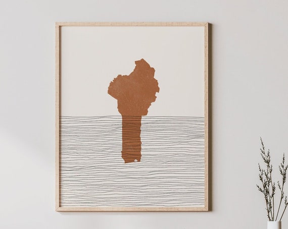 Benin Print Boho Wall Art And Decor Country Travel Poster Map Silhouette