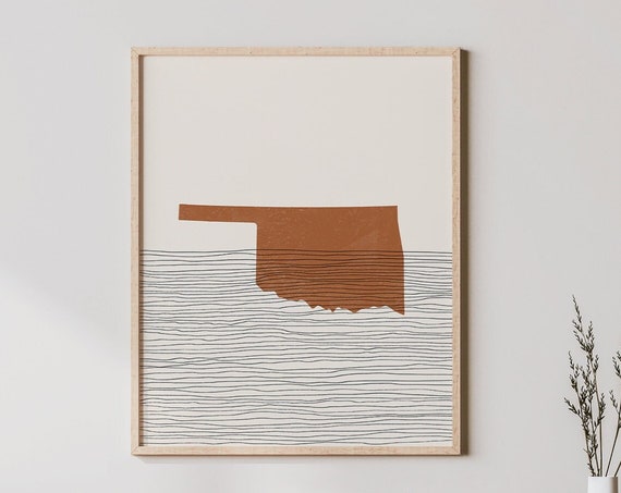 Oklahoma Boho Mid-Century State Map Art Print