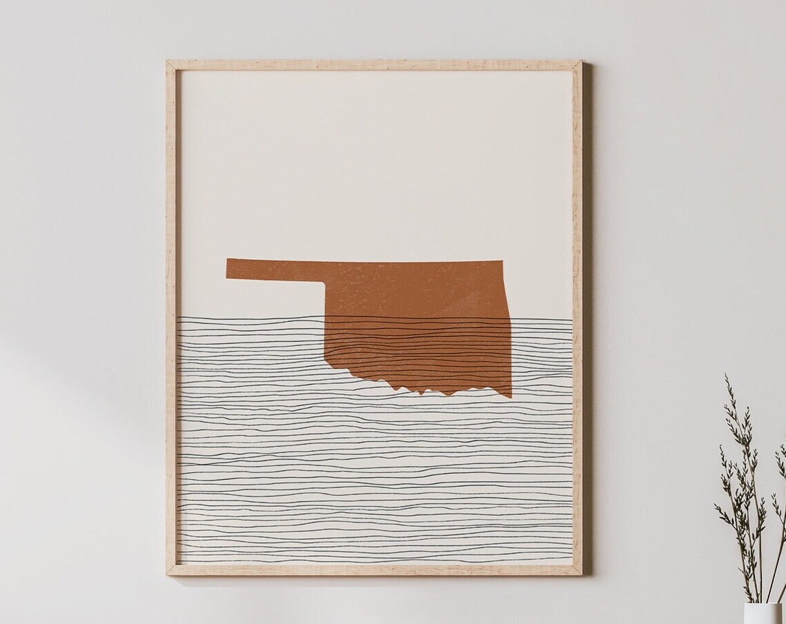 Oklahoma Boho Mid-Century State Map Art Print
