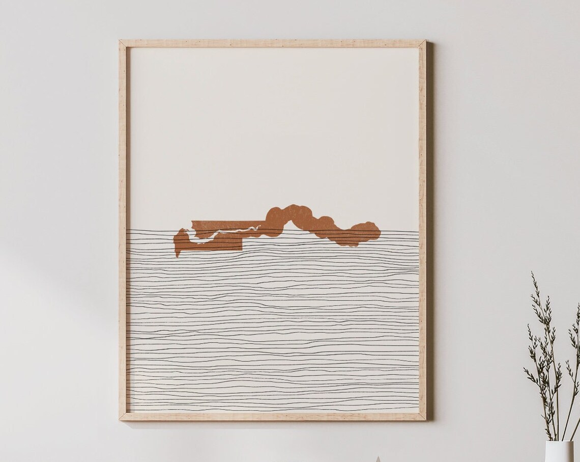 Gambia Country Map Silhouette Minimalist Terracotta Line Poster