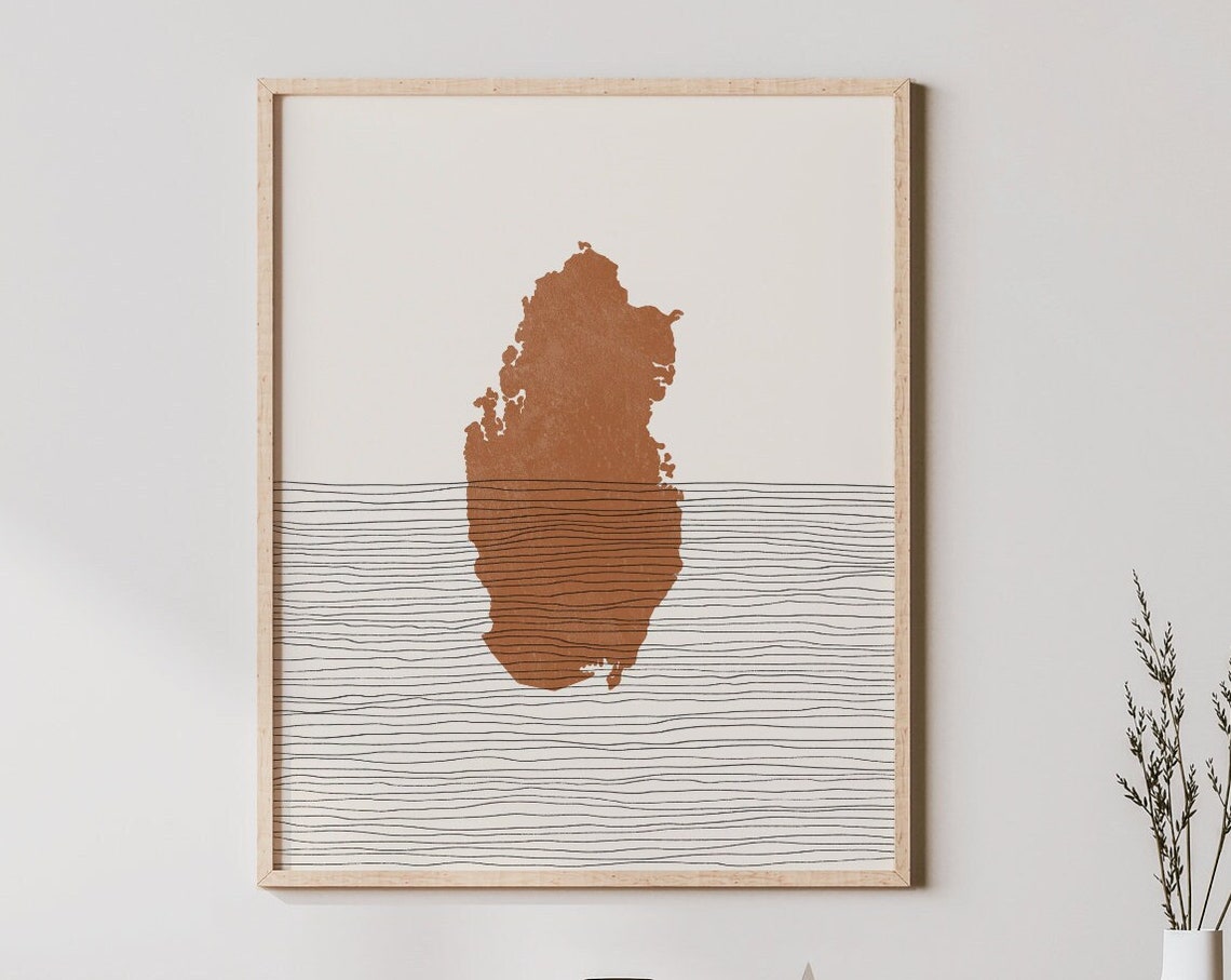 Qatar Print Boho Wall Art And Decor Country Travel Poster Map Silhouette