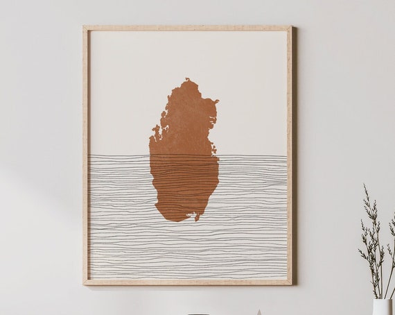 Qatar Print Boho Wall Art And Decor Country Travel Poster Map Silhouette