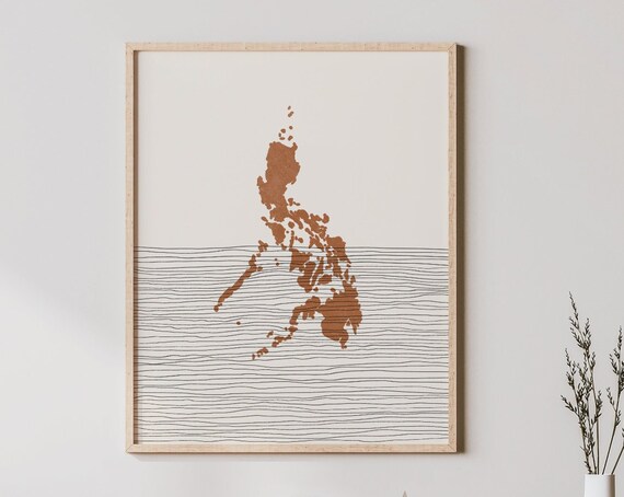 Philippines Boho Travel Poster Map Silhouette Art Print