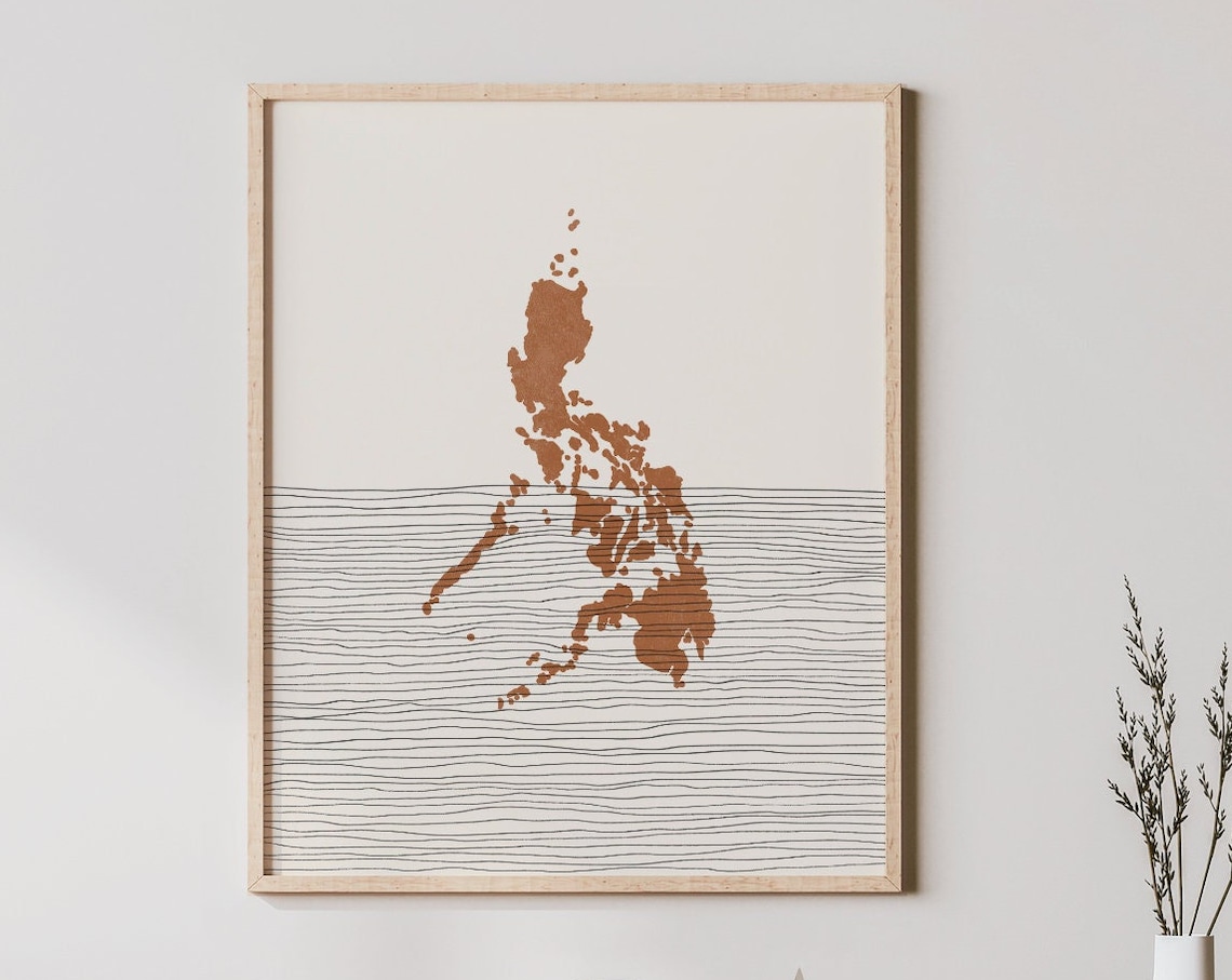 Philippines Boho Travel Poster Map Silhouette Art Print