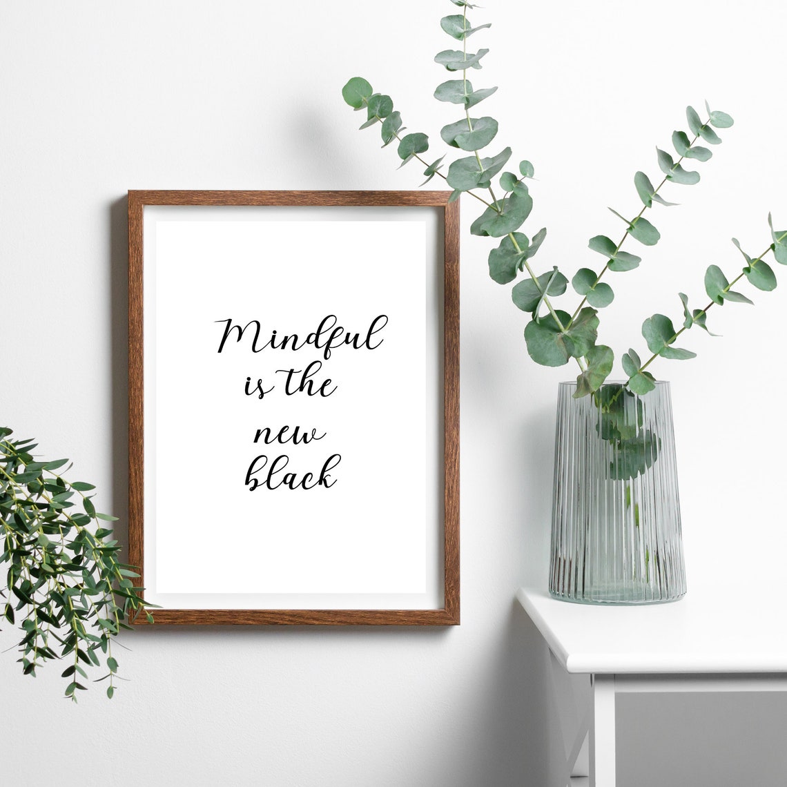 Mindful Is The New Black Calligraphy Script Mindfulness Quote Poster - Image 4