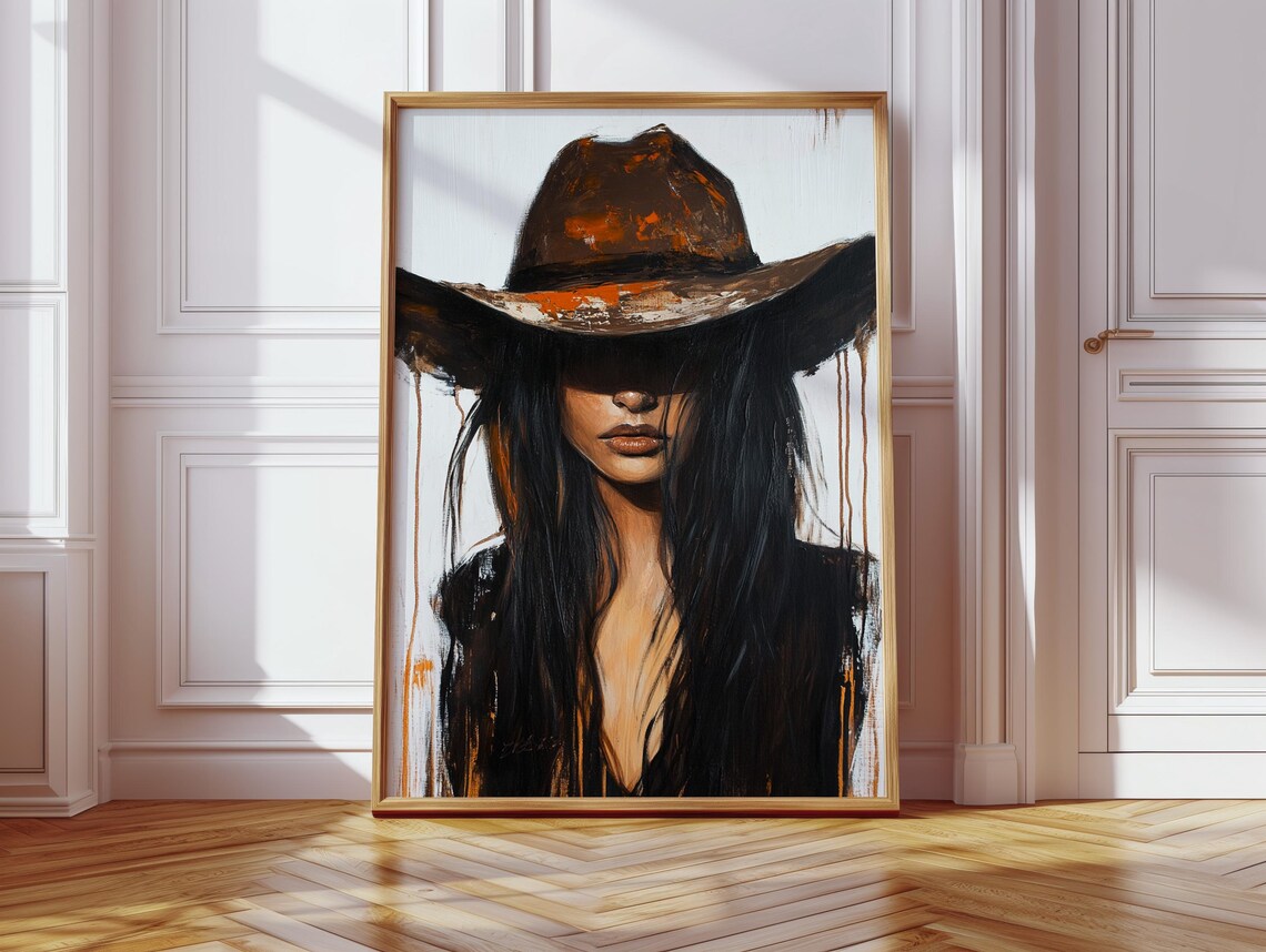 Cowgirl In Hat, Rustic Western Wall Art Print - Image 4