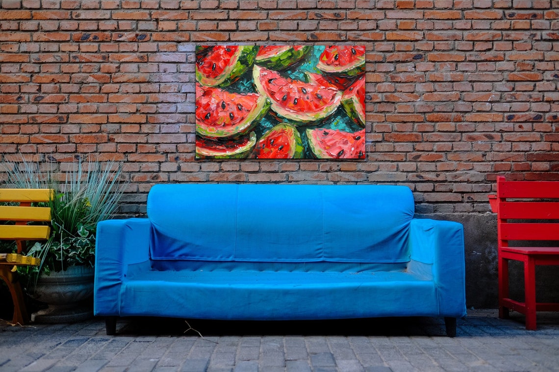Vibrant Watermelon Slice Pattern Dark Background Fruit Poster - Image 5