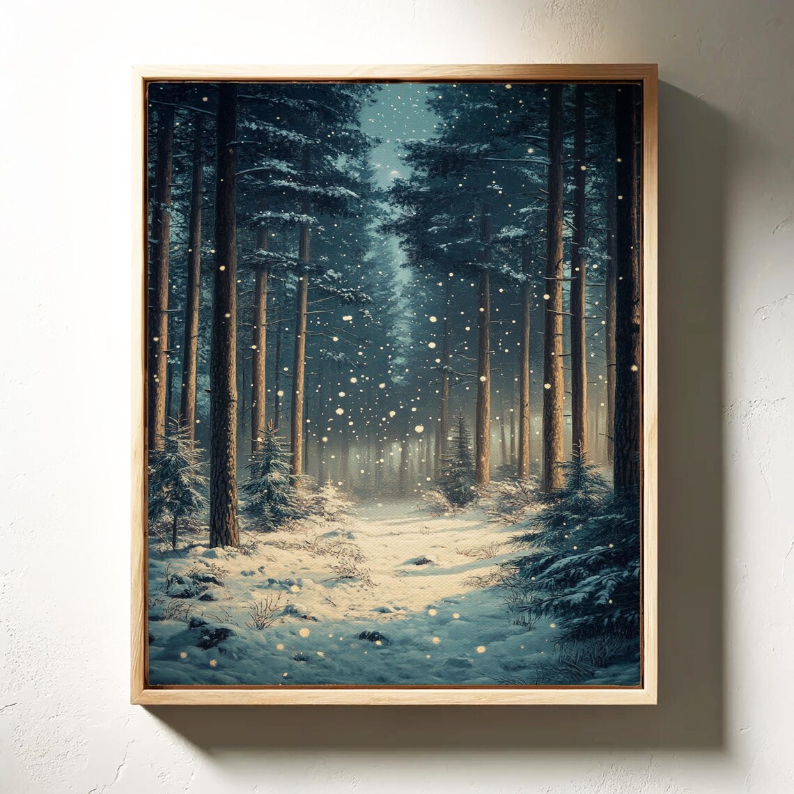 Enchanting Snowy Forest Winter Wonderland, Cozy Decor - Image 7