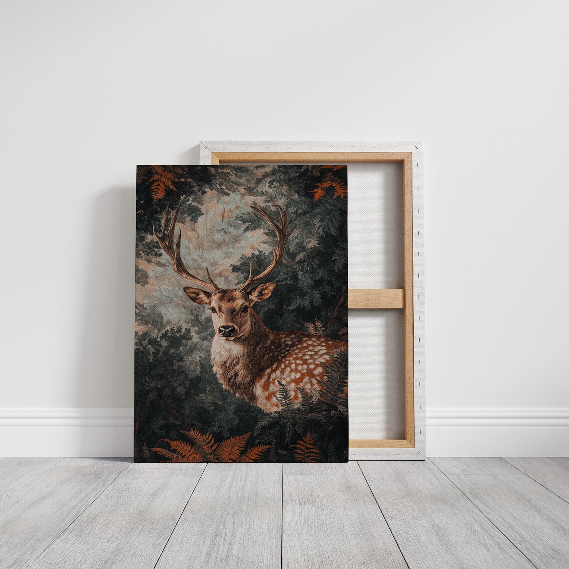 Majestic Stag Portrait in Ferns Moody Woodland Wildlife Art Poster - Image 6