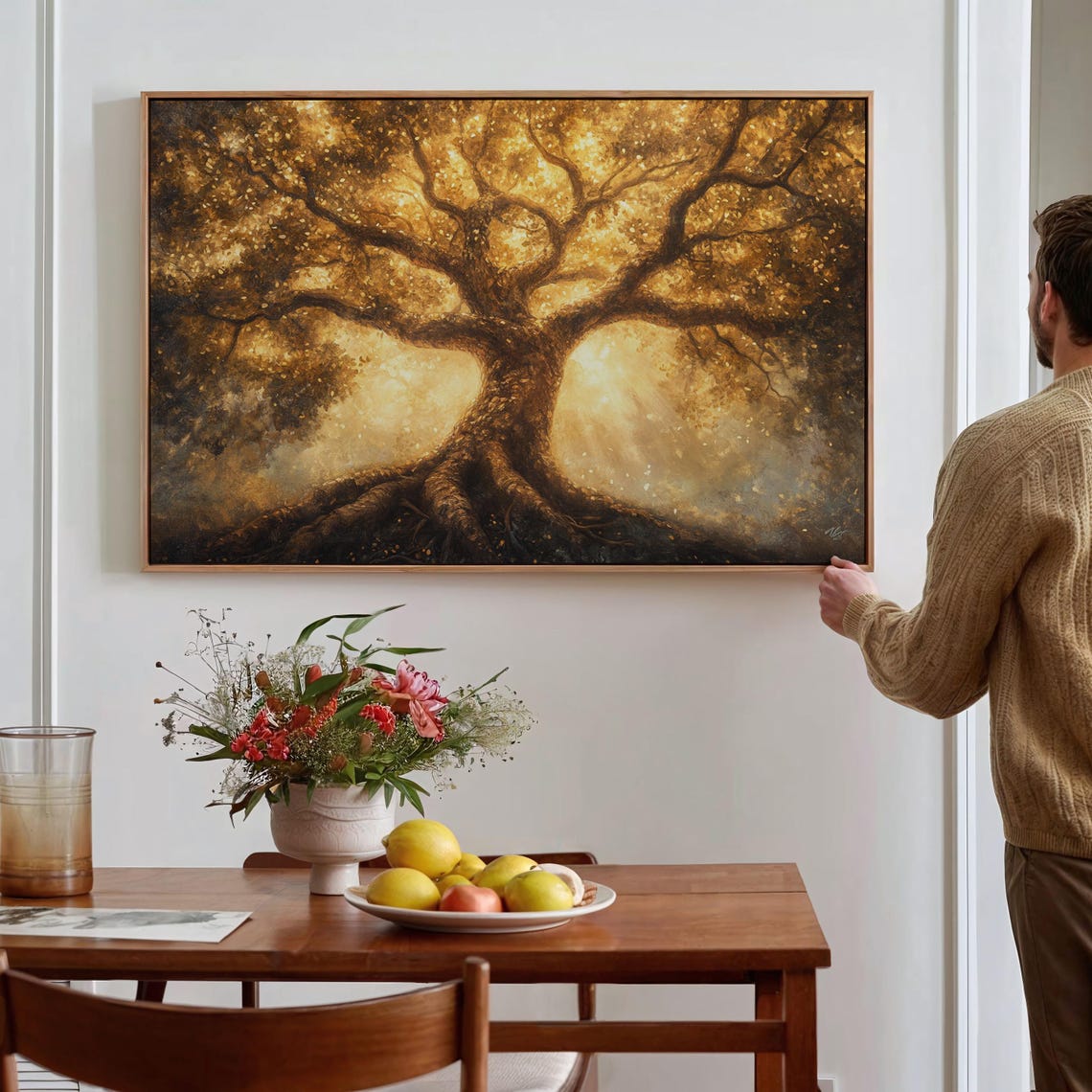 Radiant Golden Tree Of Life With Glowing Amber Leaves Light Poster - Image 6