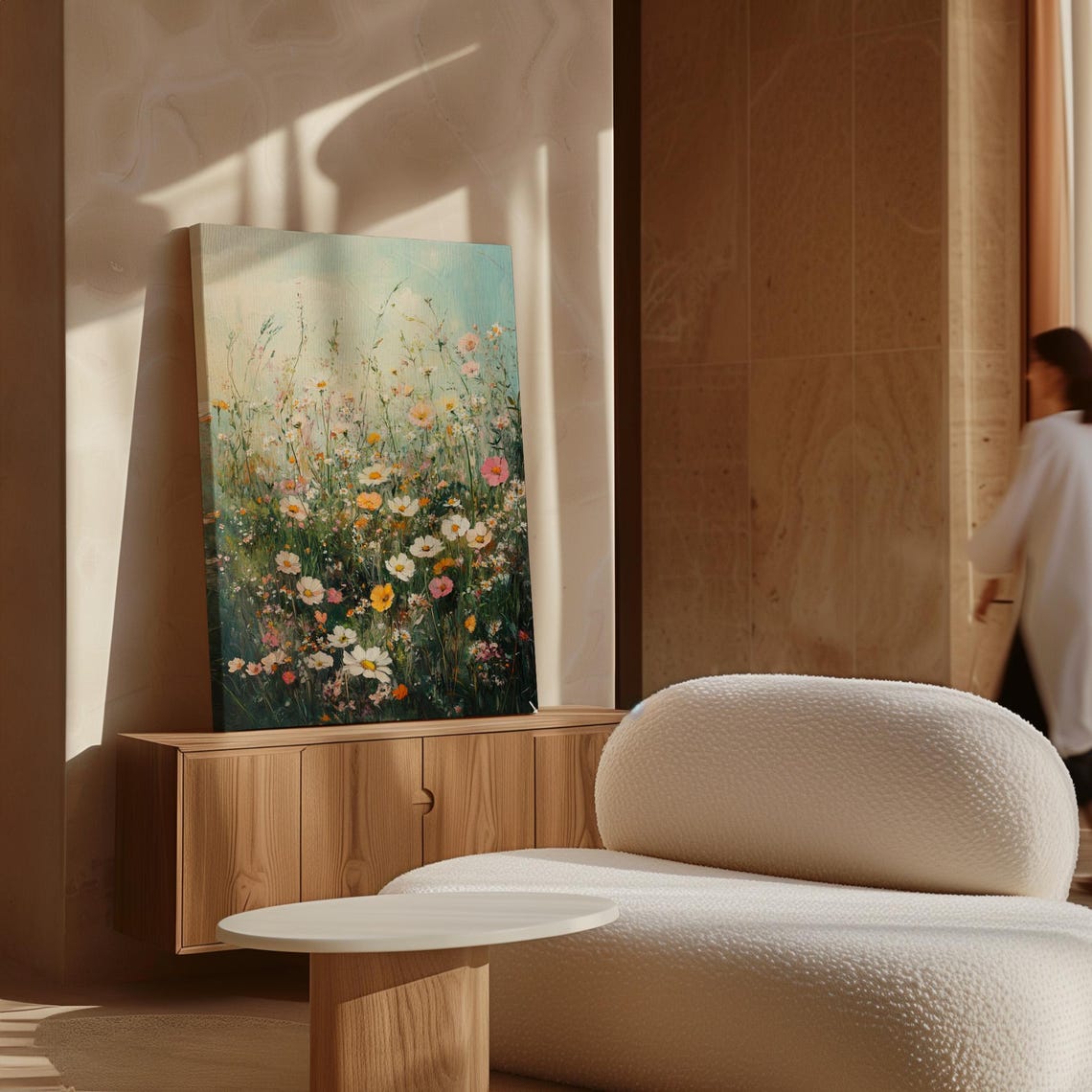 Wildflower Meadow Daisies And Cosmos Soft Pastel Floral Wall Art - Image 4