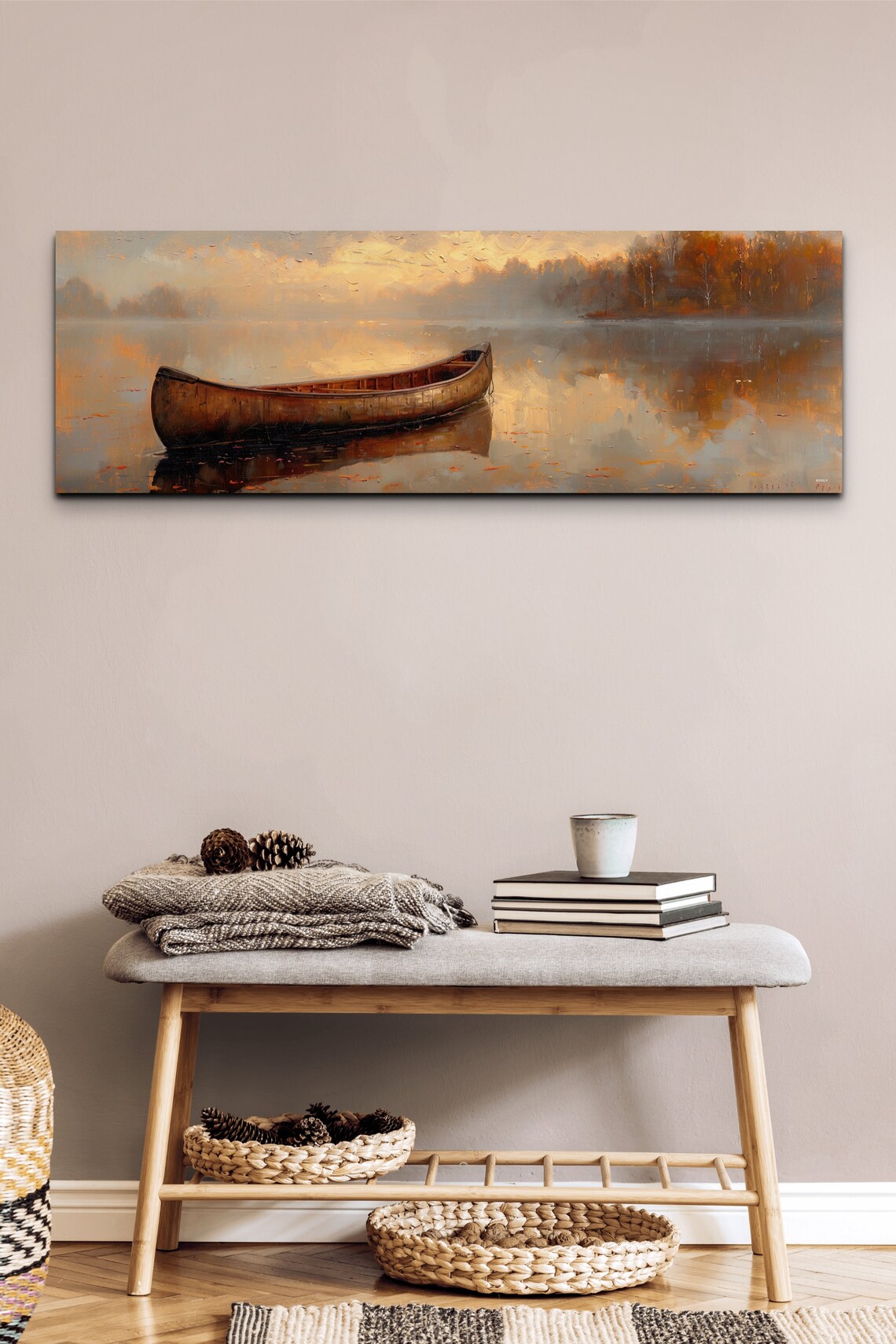 Lake Canoe Minimalist Art Print, Rustic Cabin Decor - Image 4