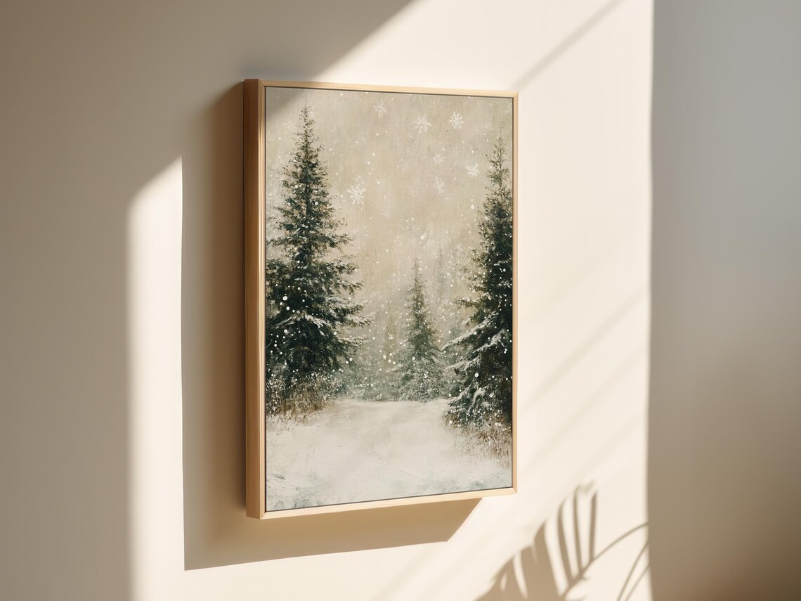 Winter Forest Path, Rustic Seasonal Nature Art Print - Image 4