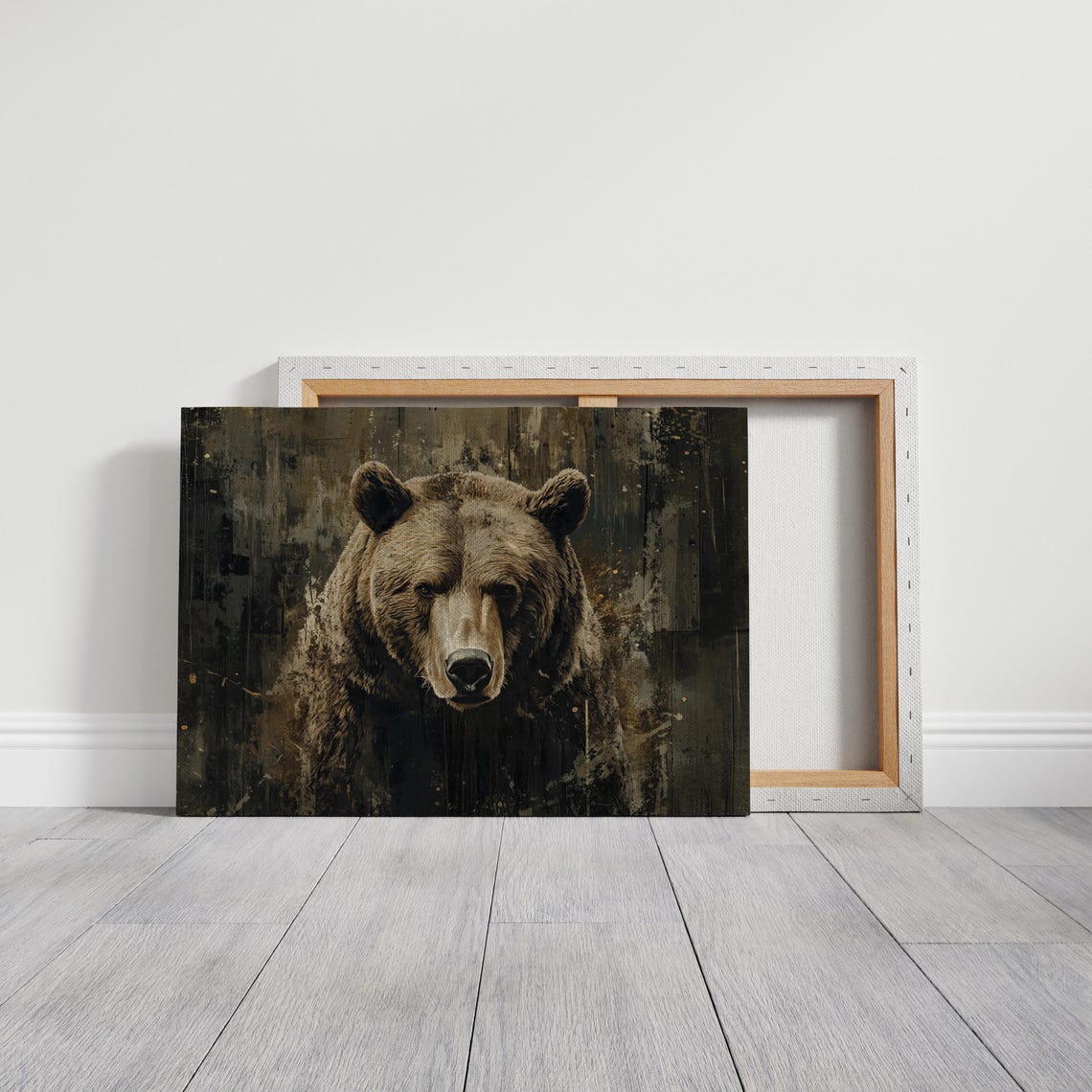 Grizzly Bear Dramatic Portrait Dark Rustic Cabin Wall Poster - Image 3