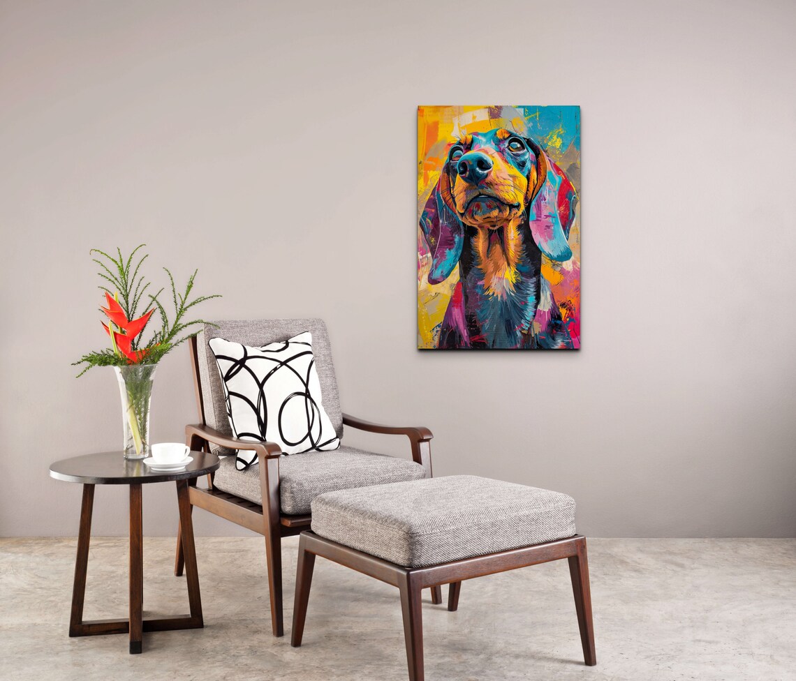 Dachshund Close Up Portrait in Colorful Abstract Pop Art Style Poster - Image 7