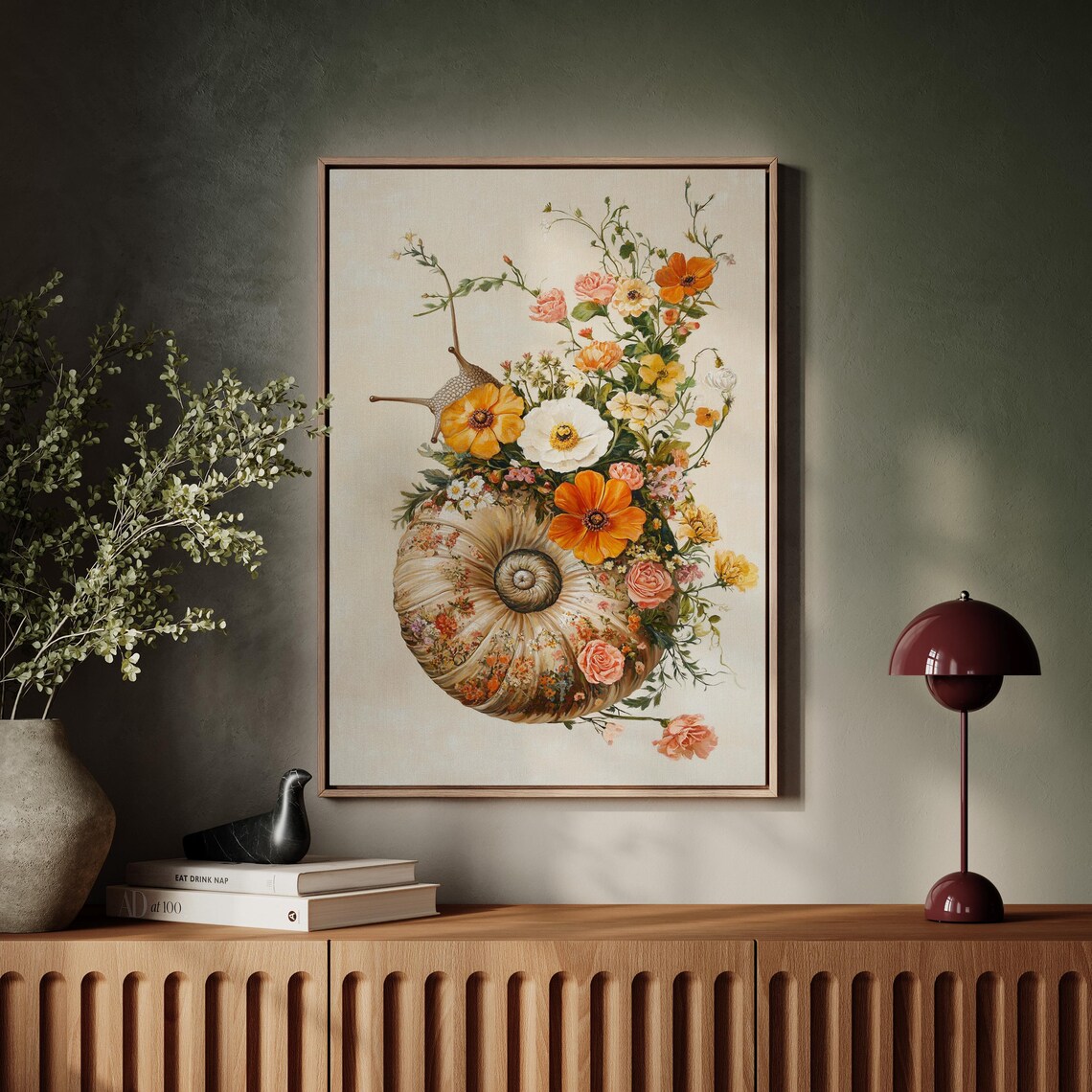Floral Snail Shell Art Print, Whimsical Botanical - Image 4